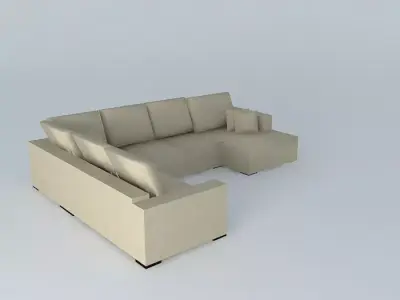 Aliya Sectional - Bella Buckwheat Free 3D model