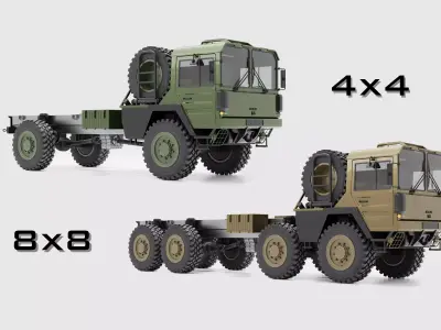 Man Kat1 3D Model - 4x4 and 8x8 Trucks 3D model