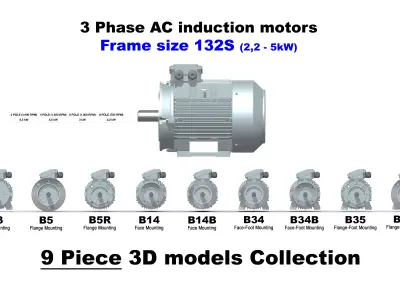 3 Phase AC induction motors - Frame size 132S 3D model