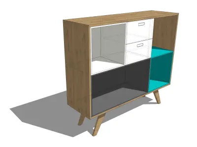 Commode cabinet - wood - colorful - furniture set - Artrzcinski Low-poly 3D model