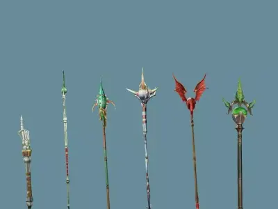 Medieval Polearms Weapon Pack 06 Low-poly 3D Model Low-poly 3D model