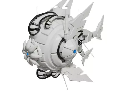 Drone futuristic fish Low-poly 3D model