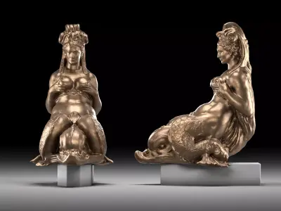 Mermaid bronze Low-poly 3D model