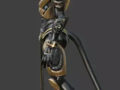 Futuristic Cyberpunk Anubis Statue Low-poly 3D model purchase