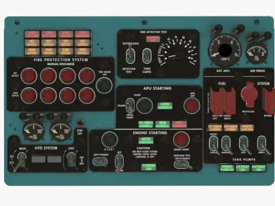 Mi-8MT Mi-17MT Central Overhead Panels Board English Low-poly 3D model