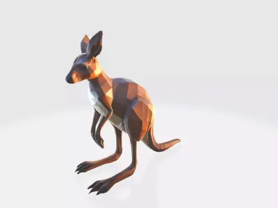 A Female  Gender Grey  Red Kangaroo Life 3d Render 3D model