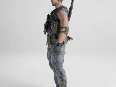 Servival Game Ready rigged character Low-poly 3D model