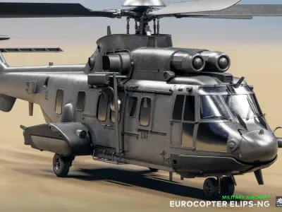 Eurocopter ELIPS NG  - Military Helicopter Low-poly 3D model