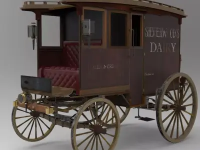 Commercial Horse-Drawn Wagon 3D model