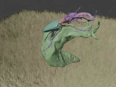 Stag beetle and ground 3D model