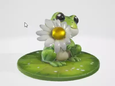Cute Frog Holding Flower 3D Asset 3D model