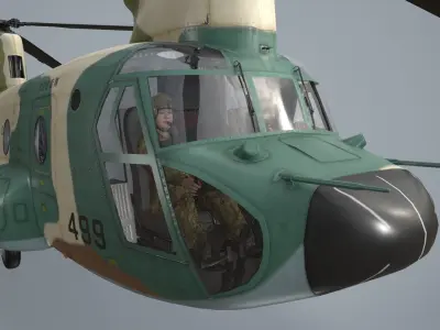 CH-47J Chinook JASDF Basic Animation Low-poly 3D model