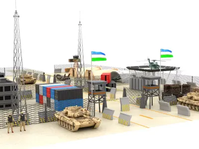 Uzbekistan Military Base Low-poly 3D model