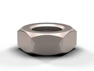 Hex Thin Nut Low-poly 3D model