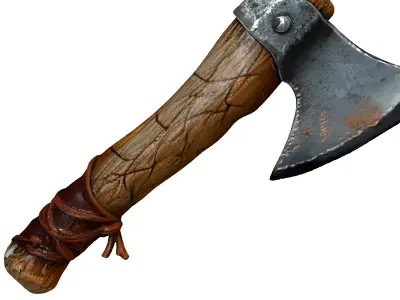 Realistic LowPoly Viking Axe Low-poly 3D model