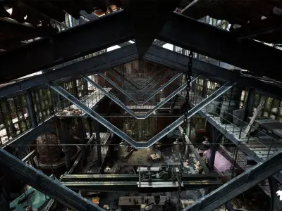 Victorian Market in Abandoned Factory Building Low-poly 3D model