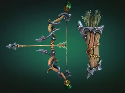 Coastal bow and quiver Low-poly 3D model