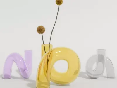 Curved Glass Vase Colors - Zara Home  - PBR - Interior Decor  3D model