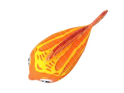 Red Lyretail Molly Fish Cartoon Animated Low-poly 3D model