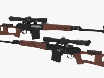 Dragunov Sniper Low-poly Low-poly 3D model