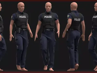 male police uniform with texture 3D model