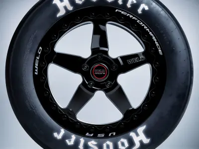 Hoosier Tire Weld Wheels Ventura Drag racing package Low-poly 3D model