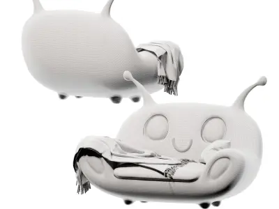 Modern children cartoon two-seater sofa Free 3D model