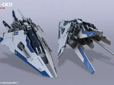 Scifi Hovercraft Low-poly 3D model