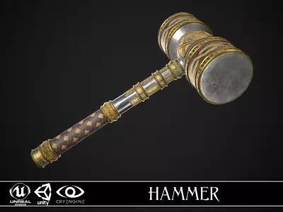 Fantasy Hammer 01 Low-poly 3D model