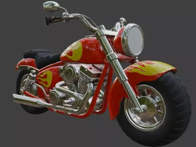 Cartoon Red Motorcycle 3D Model 3D model 5