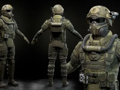 Modern Soldier Low-poly 3D model