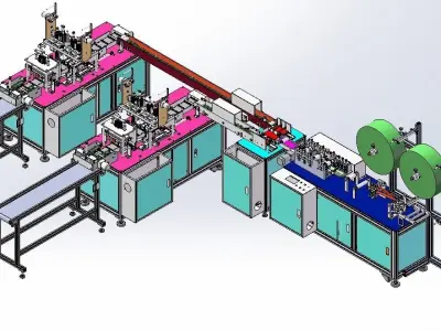 Flat mask one drag two external ear strap machine 3D model