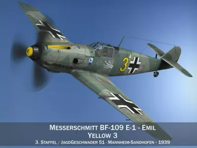 Messerschmitt - BF-109 E - Yellow 3 3D model