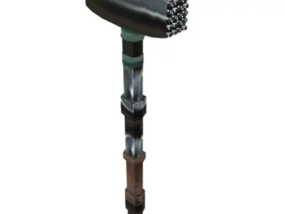 Old brutal sledgehammer Low-poly 3D model