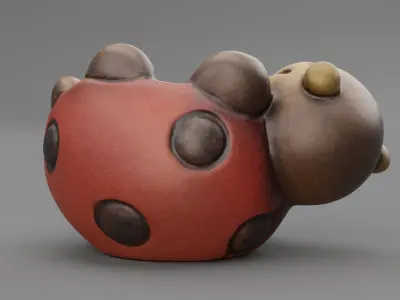 Ceramic ladybird Low-poly 3D model
