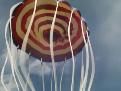 Parachute kite flying in sky - kite Low-poly 3D model