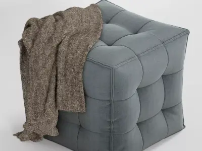 Pouf with throw Low-poly 3D model