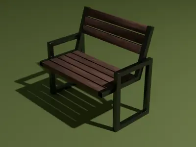 IRON WOOD STRIP BENCH 3D model