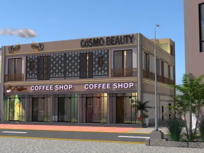 Coffee Shop and Beauty Store Commercial Building A13 3D model