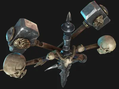 Undead Frostmourne Sword and Hammers - Frozen Throne Low-poly 3D model