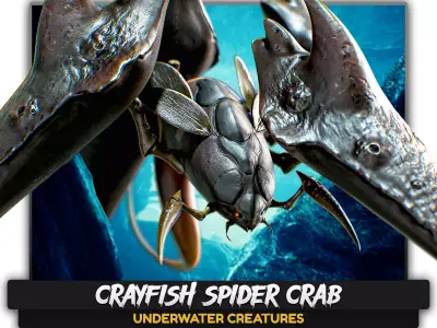 Crayfish Spider Crab - fish ocean predator crustacea model - 12 Low-poly 3D model