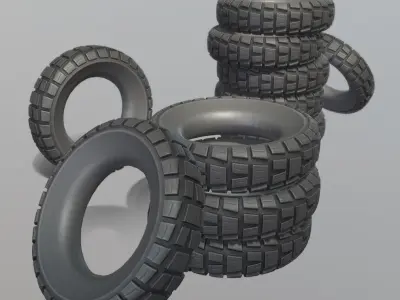  Low-Poly Offroad E-Scooter Wheel Low-poly 3D model