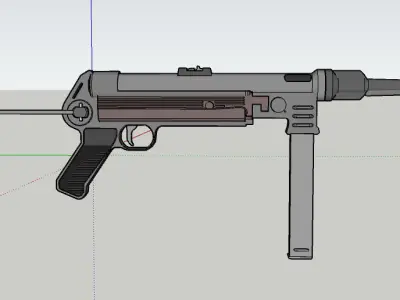 MP-40 machine gun Low-poly 3D model