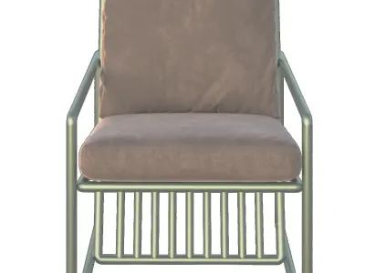 Metalic velvet lounge armchair 3D model