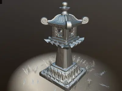 Japanese Shogun Shrine Pillar Low-poly 3D model