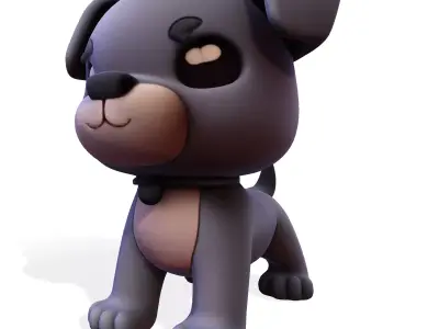 Cute Dog for rigging or 3d printing Low-poly 3D model