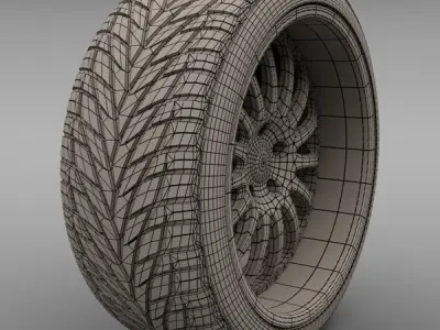 Savini Forged SV-4 Wheel and Tire 3D model