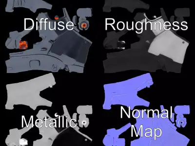 Tactical Pistol Black model pack Low-poly 3D model