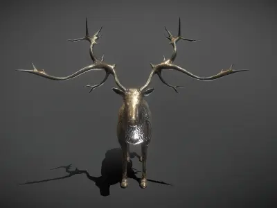 Deer Bronze Statue Low-poly 3D model