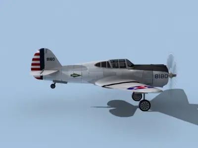 Curtiss P-36C Hawk V02 USAAF 3D model